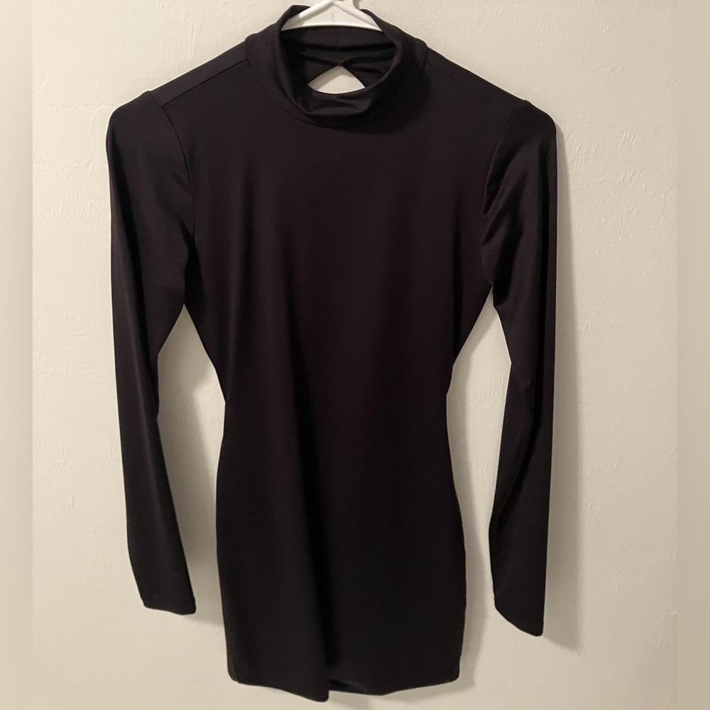 Long Sleeve Open Back Mini Dress